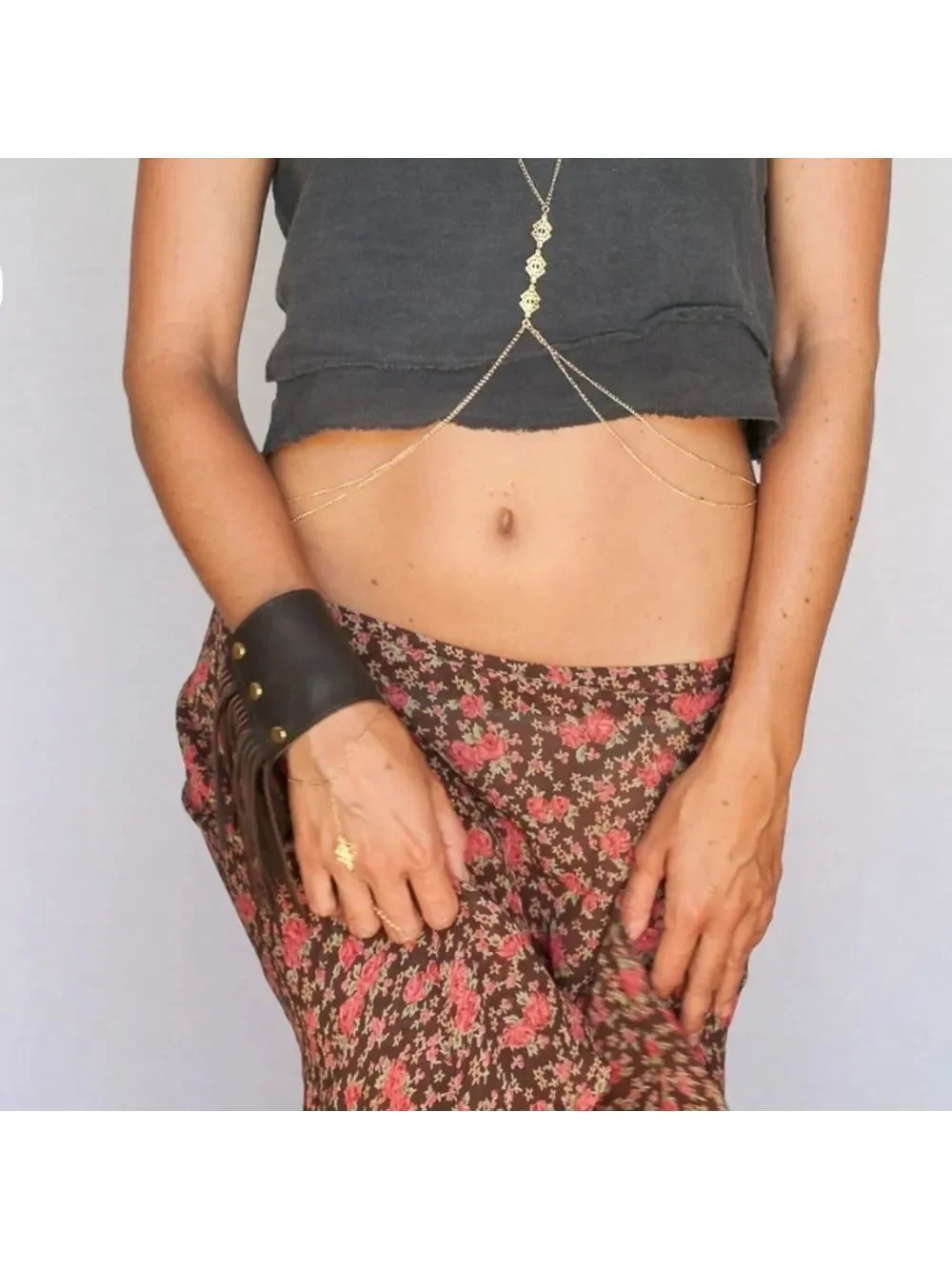 Heather Gardner 3in Cali Fringe Cuff-Gray Snakeskin